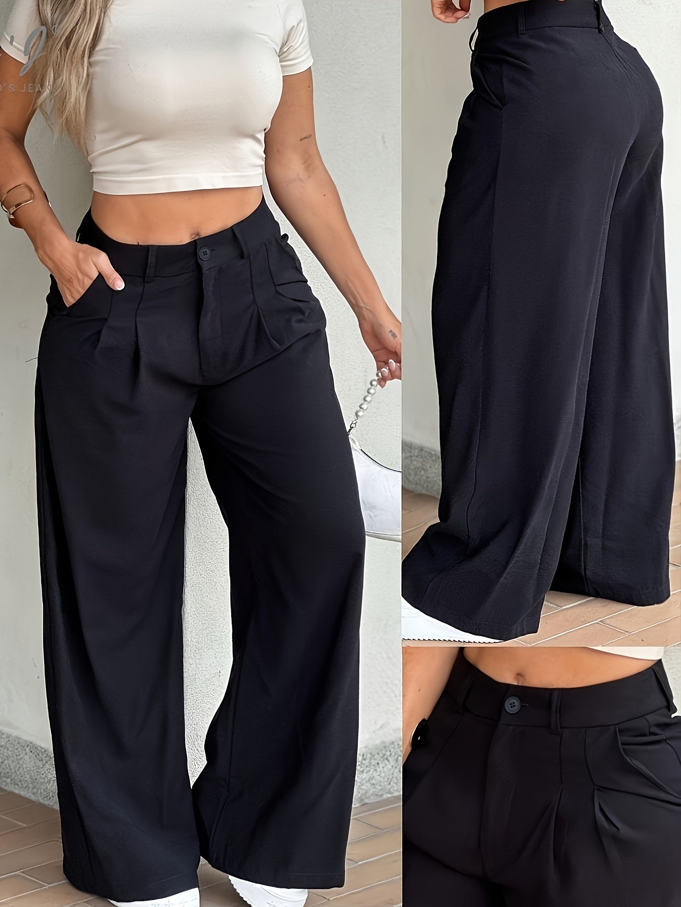 Effortless Wide Leg Pants for Women with High Waist Pleated Front Relaxed Casual Style