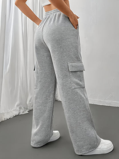 Effortless Cargo Sweatpants for Women with High Waist Drawstring Wide Leg Relaxed Casual Style