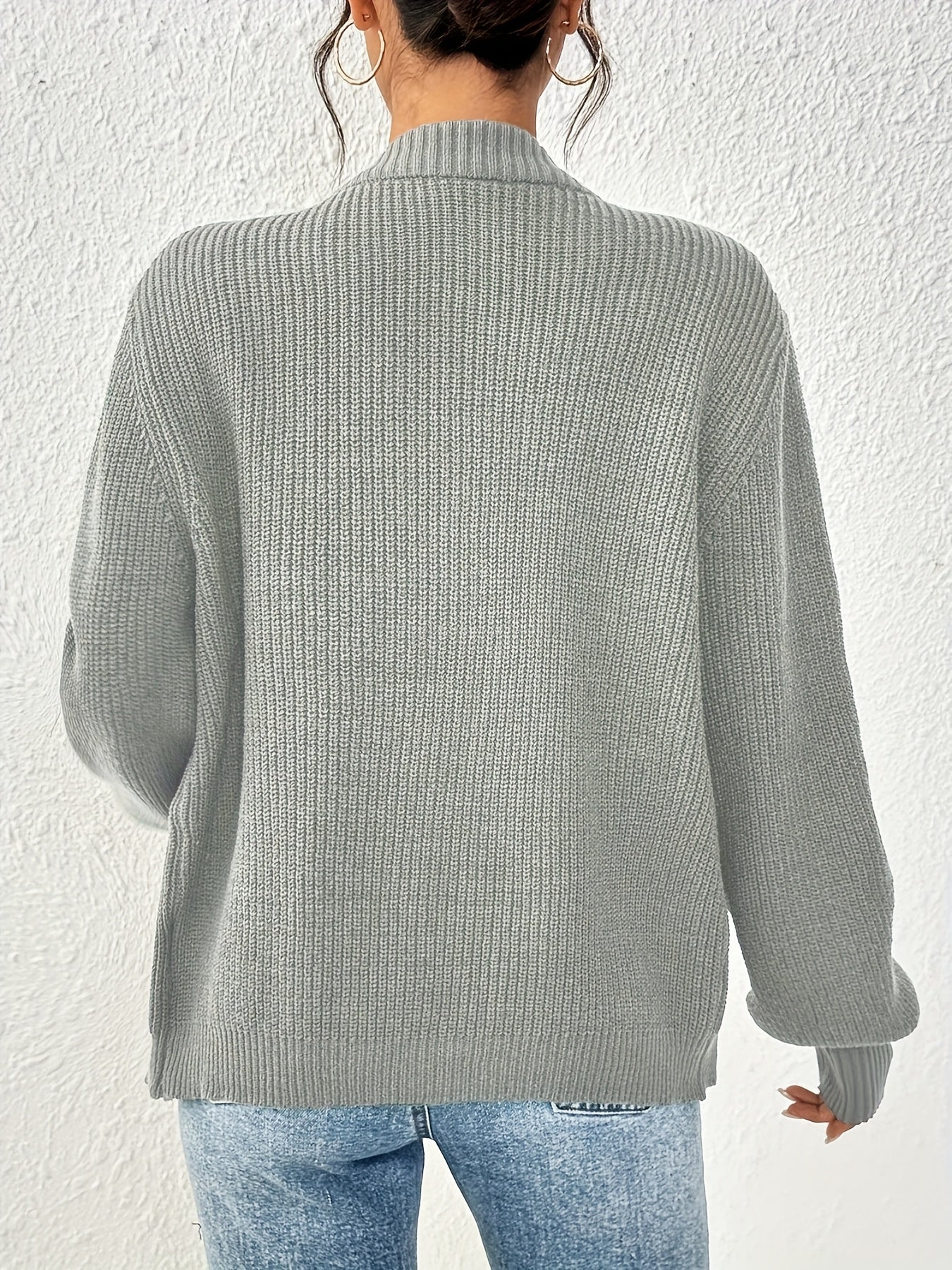Comfortable Ribbed Cardigan Sweater for Women with V Neck Long Sleeve Button Front Oversized Knit Style