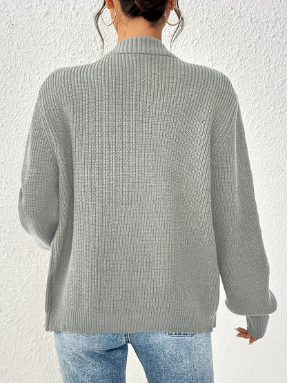 Comfortable Ribbed Cardigan Sweater for Women with V Neck Long Sleeve Button Front Oversized Knit Style
