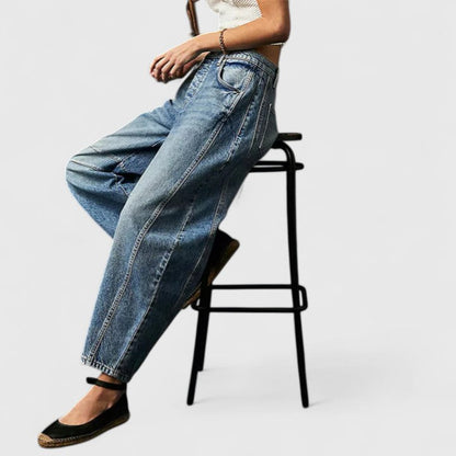 Dovina | Women's High Waist Barrel Leg Jeans