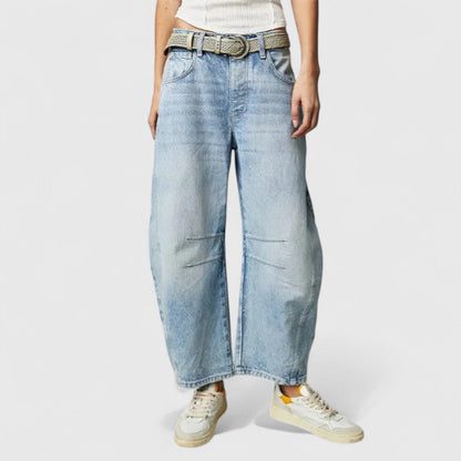 Dovina | Women's High Waist Barrel Leg Jeans