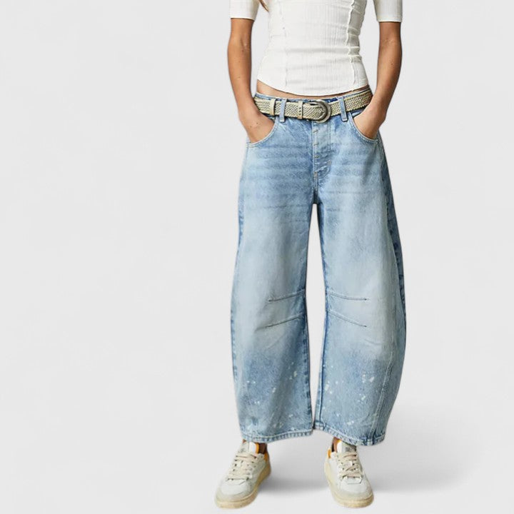 Dovina | Women's High Waist Barrel Leg Jeans