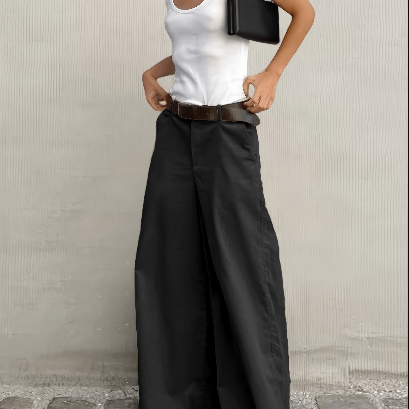 Effortless Wide Leg Pants for Women with High Waist Belted Tapered Relaxed Casual Style