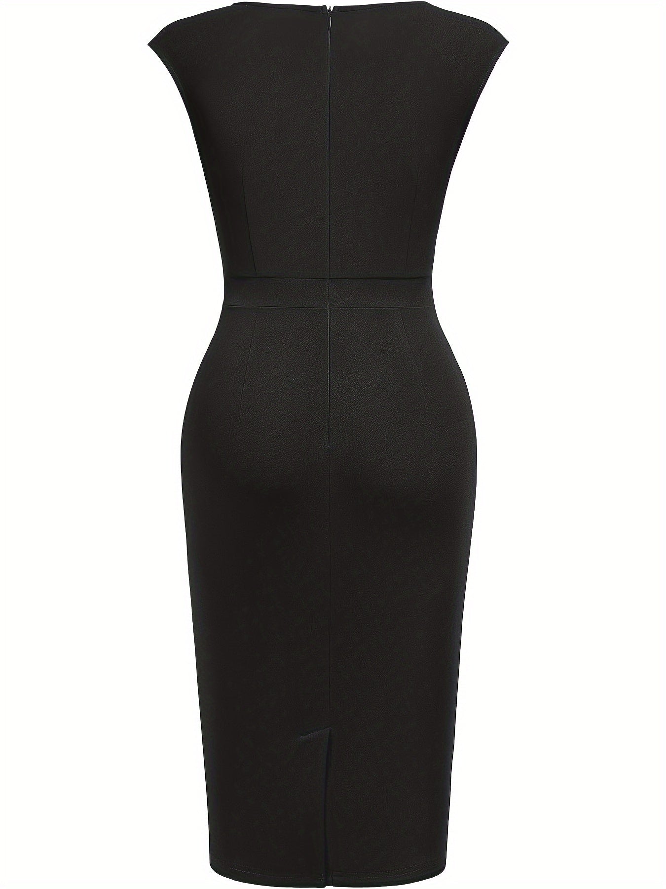 Elegant Ruched Midi Dress for Women with Sweetheart Neckline Cap Sleeve Bodycon Formal Style