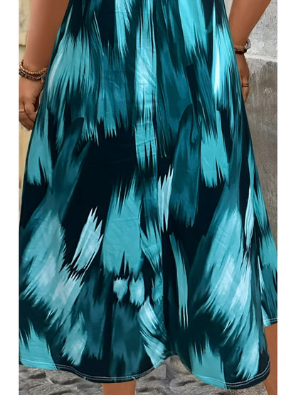 Effortless Tie Dye Midi Dress for Women with Round Neck Sleeveless Flowing A Line Bohemian Style