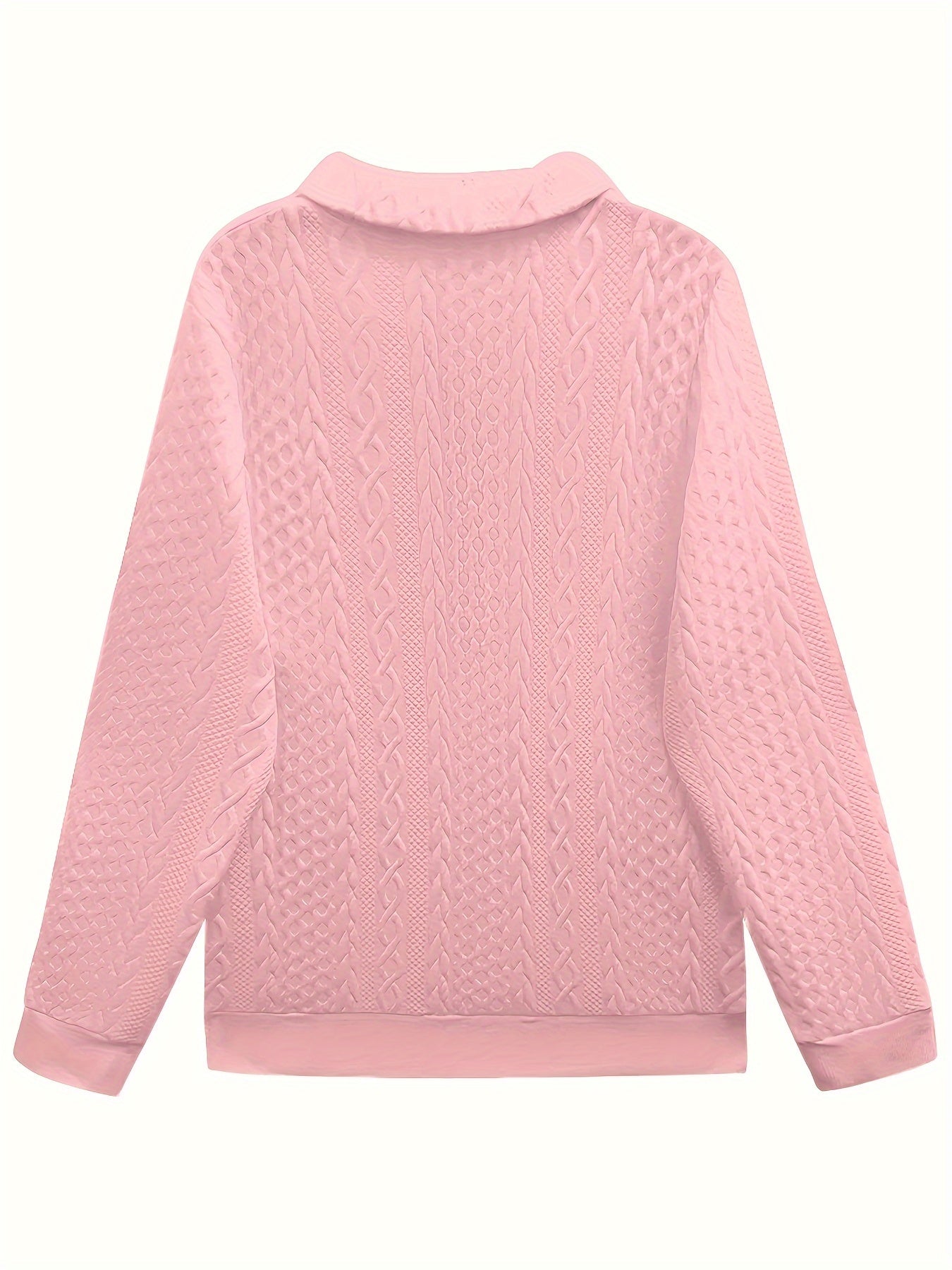 Comfortable Cable Knit Quarter Zip Sweatshirt for Women with Collar Long Sleeve Kangaroo Pocket Relaxed Style
