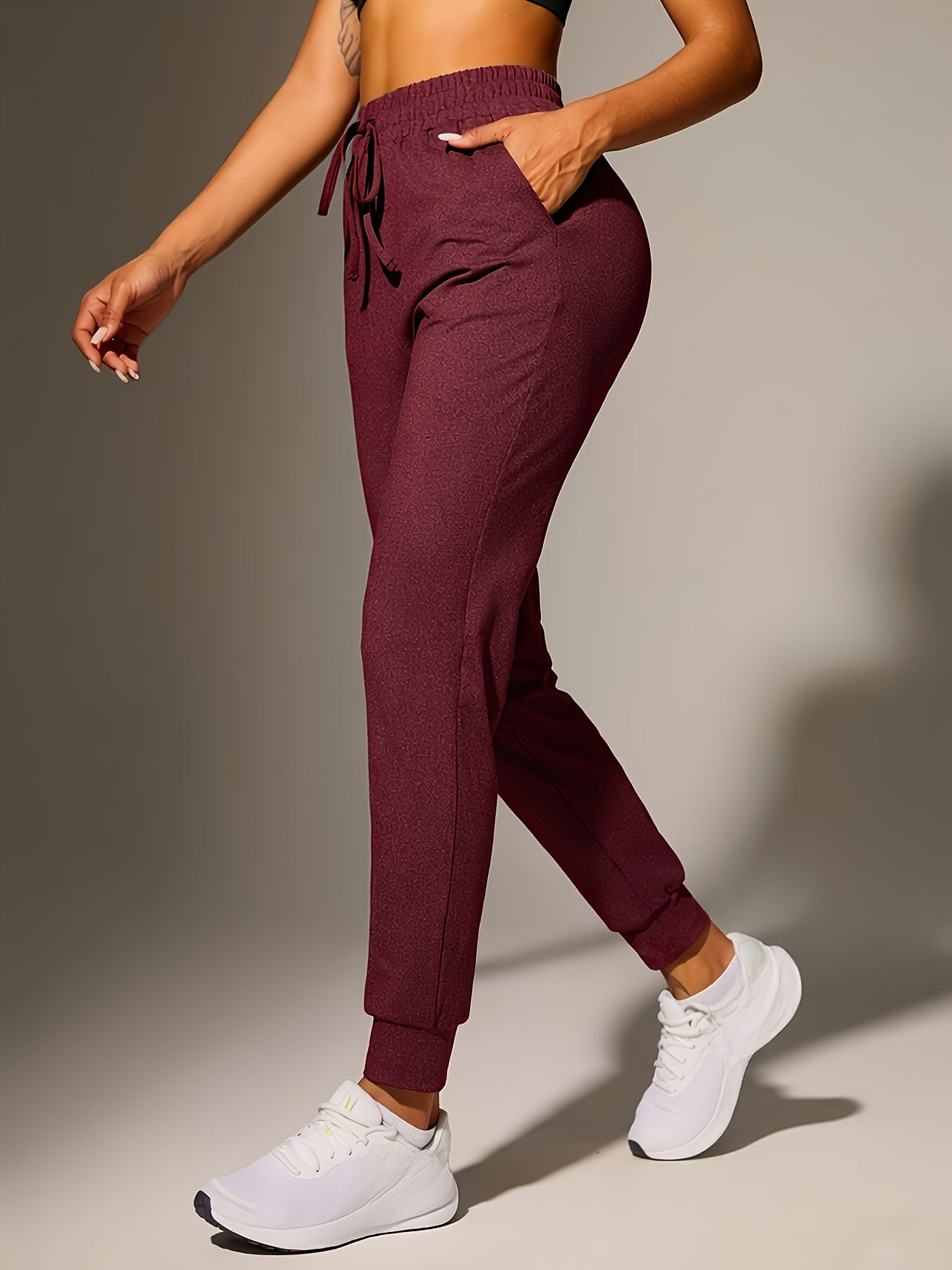 Effortless Jogger Pants for Women with High Waist Drawstring Tapered Cuffed Casual Style