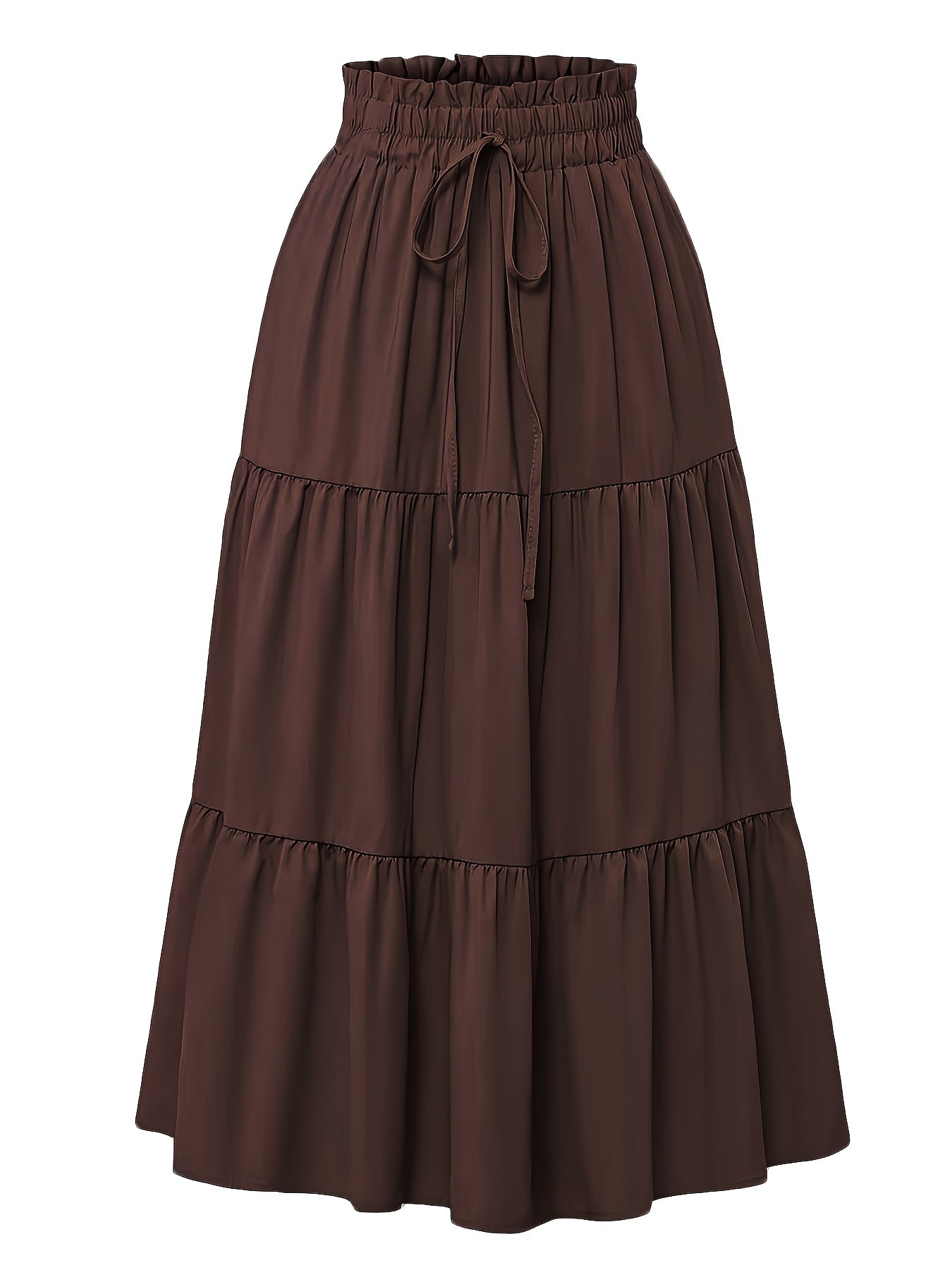 Effortless Tiered Maxi Skirt for Women with Paperbag Waist Drawstring Ruffle Flowing Style