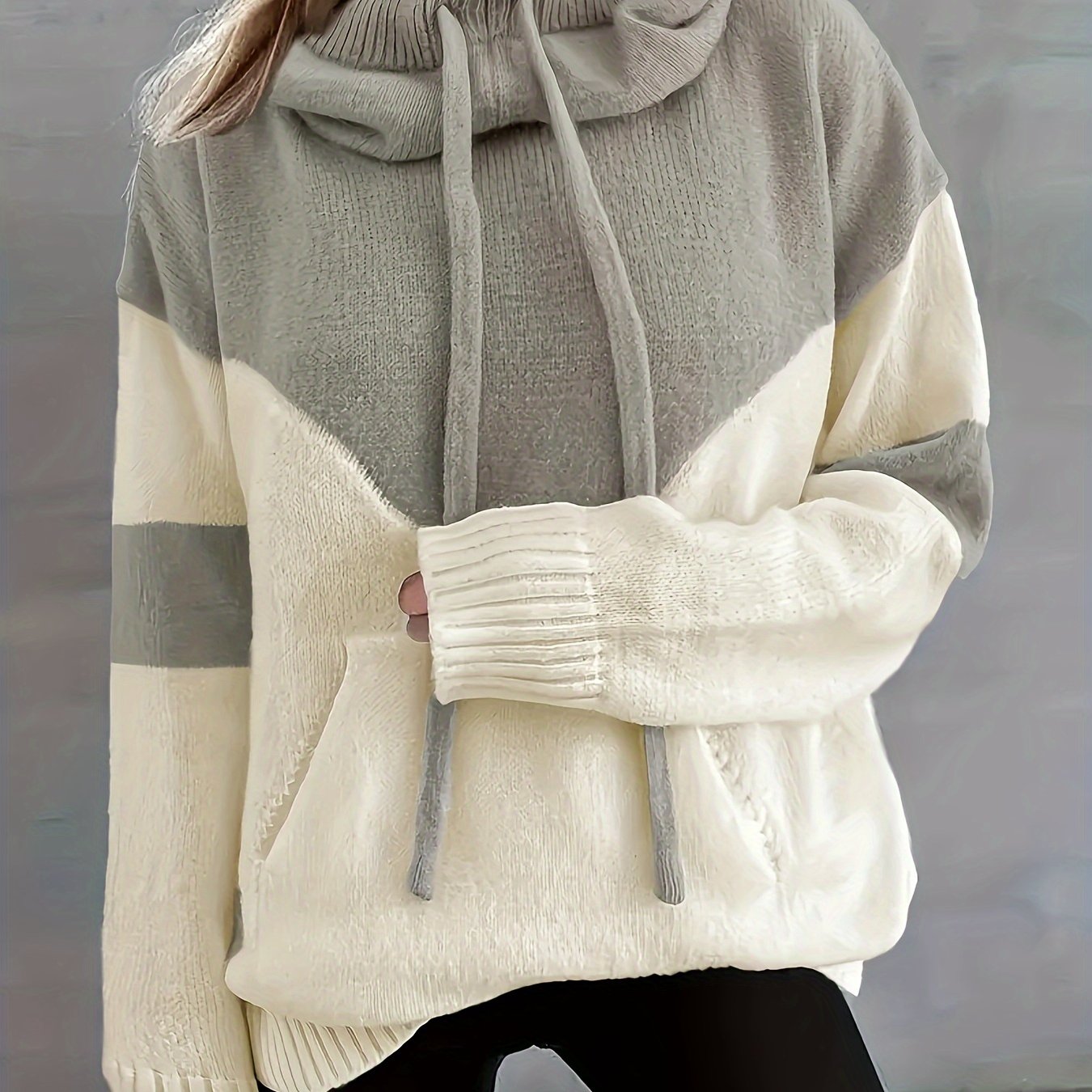New Trendy Women'S Clothing Featuring Stylish And Elegant Designs, Including a Casual Patchwork Hoodie with Drawstring Pockets And a Color-Blocking Style for Warmth