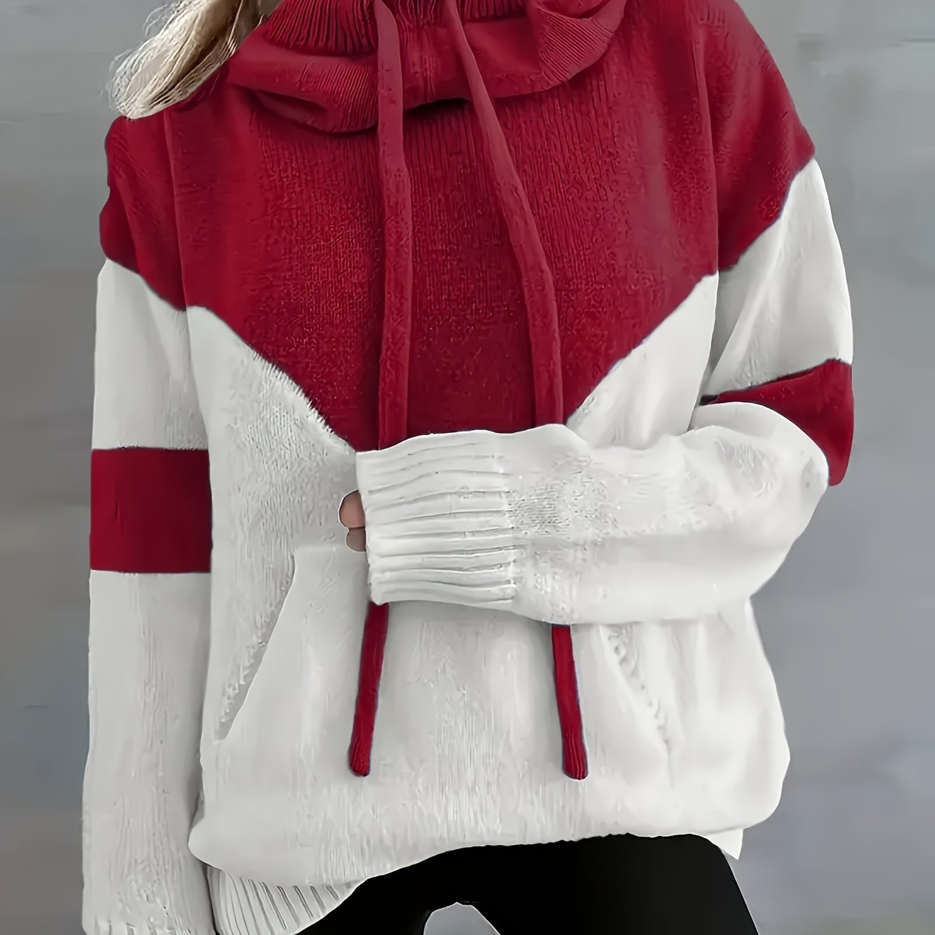 New Trendy Women'S Clothing Featuring Stylish And Elegant Designs, Including a Casual Patchwork Hoodie with Drawstring Pockets And a Color-Blocking Style for Warmth