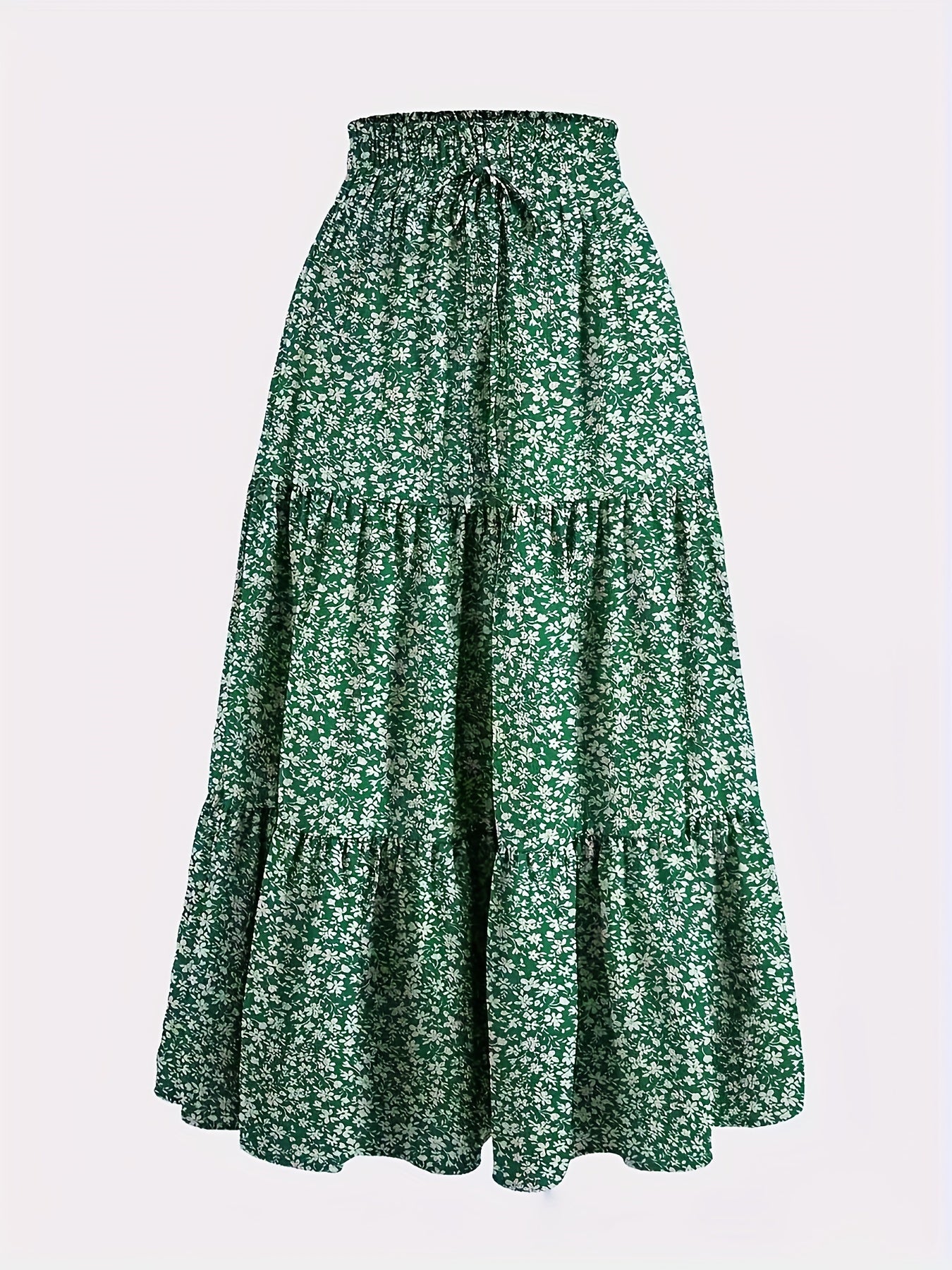 Effortless Tiered Maxi Skirt for Women with Paperbag Waist Drawstring Ruffle Flowing Style