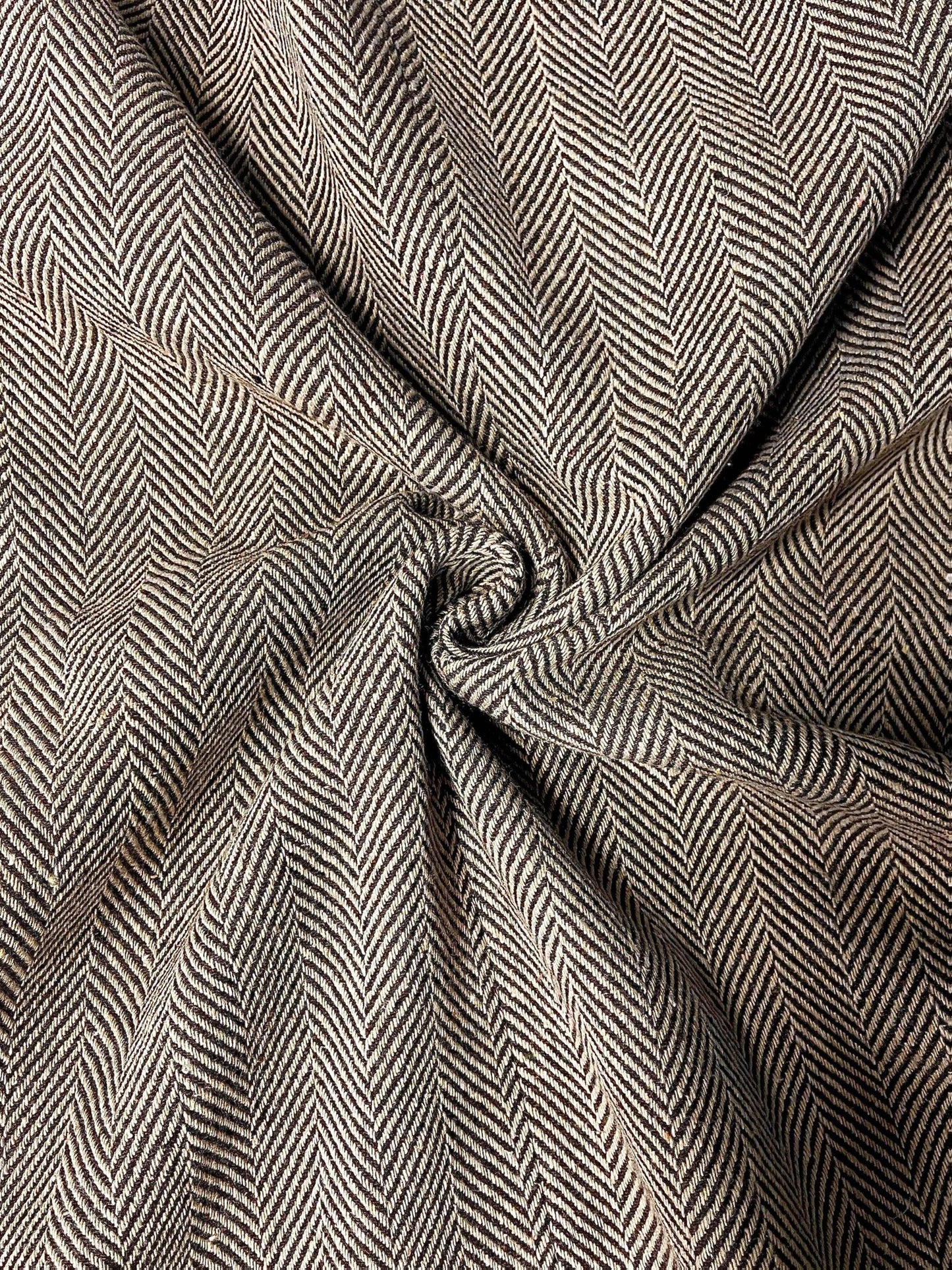 Elegant Khaki Herringbone Tweed Blazer for Women with Notch Lapel Long Sleeve Leather Trim Tailored Style