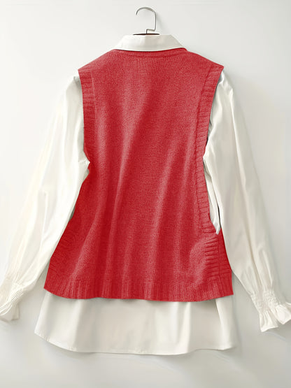 Comfortable Sweater Vest for Women with Round Neck Sleeveless Button Detail Relaxed Knit Style