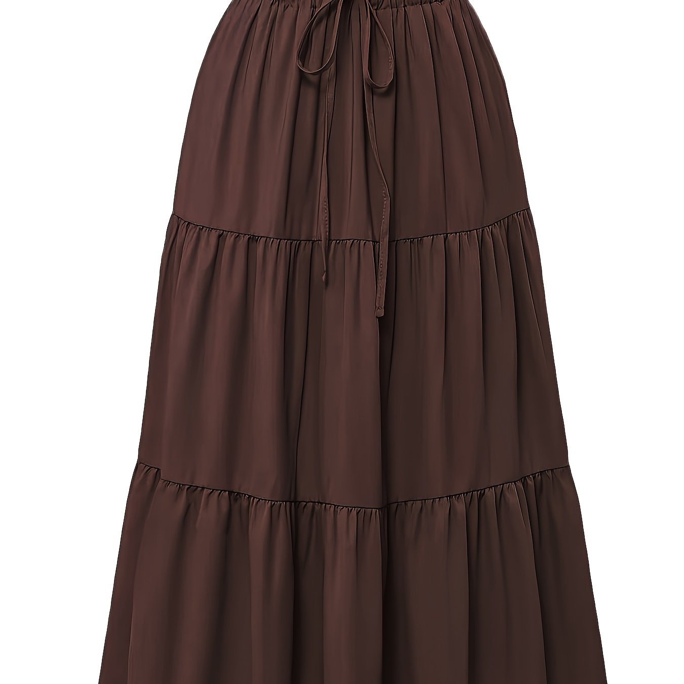 Effortless Tiered Maxi Skirt for Women with Paperbag Waist Drawstring Ruffle Flowing Style