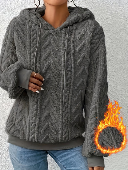 2025 Autumn And Winter Women'S New Fleece-Lined Comfortable Casual Solid Color Hoodie