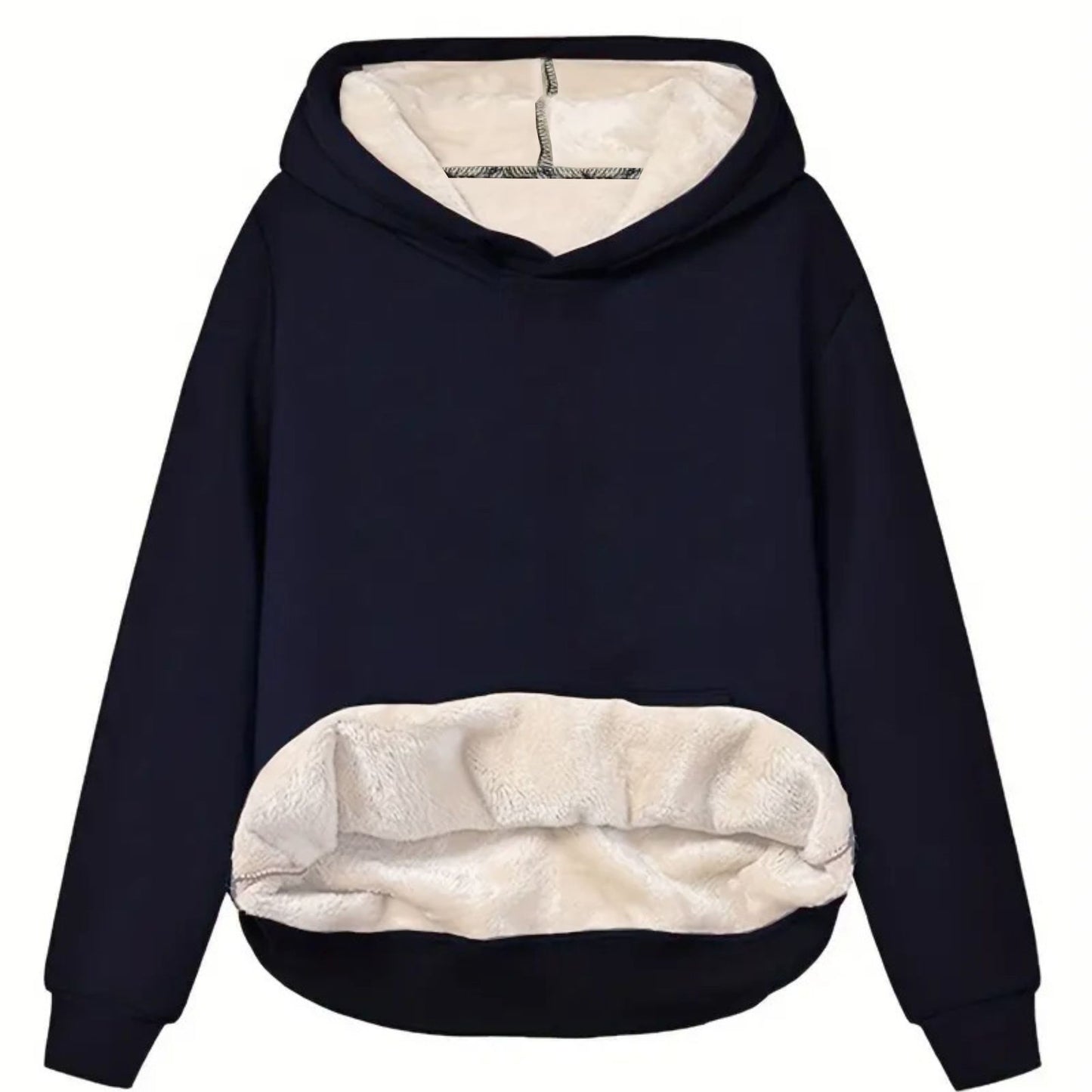 Comfortable Sherpa Lined Hoodie for Women with Hood Long Sleeve Relaxed Oversized Knit Style