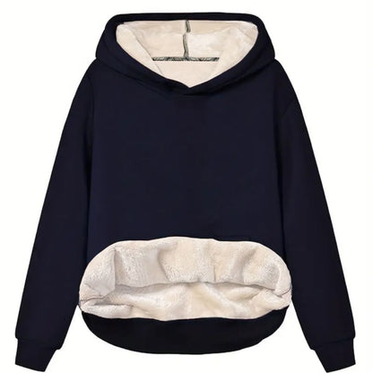 Comfortable Sherpa Lined Hoodie for Women with Hood Long Sleeve Relaxed Oversized Knit Style