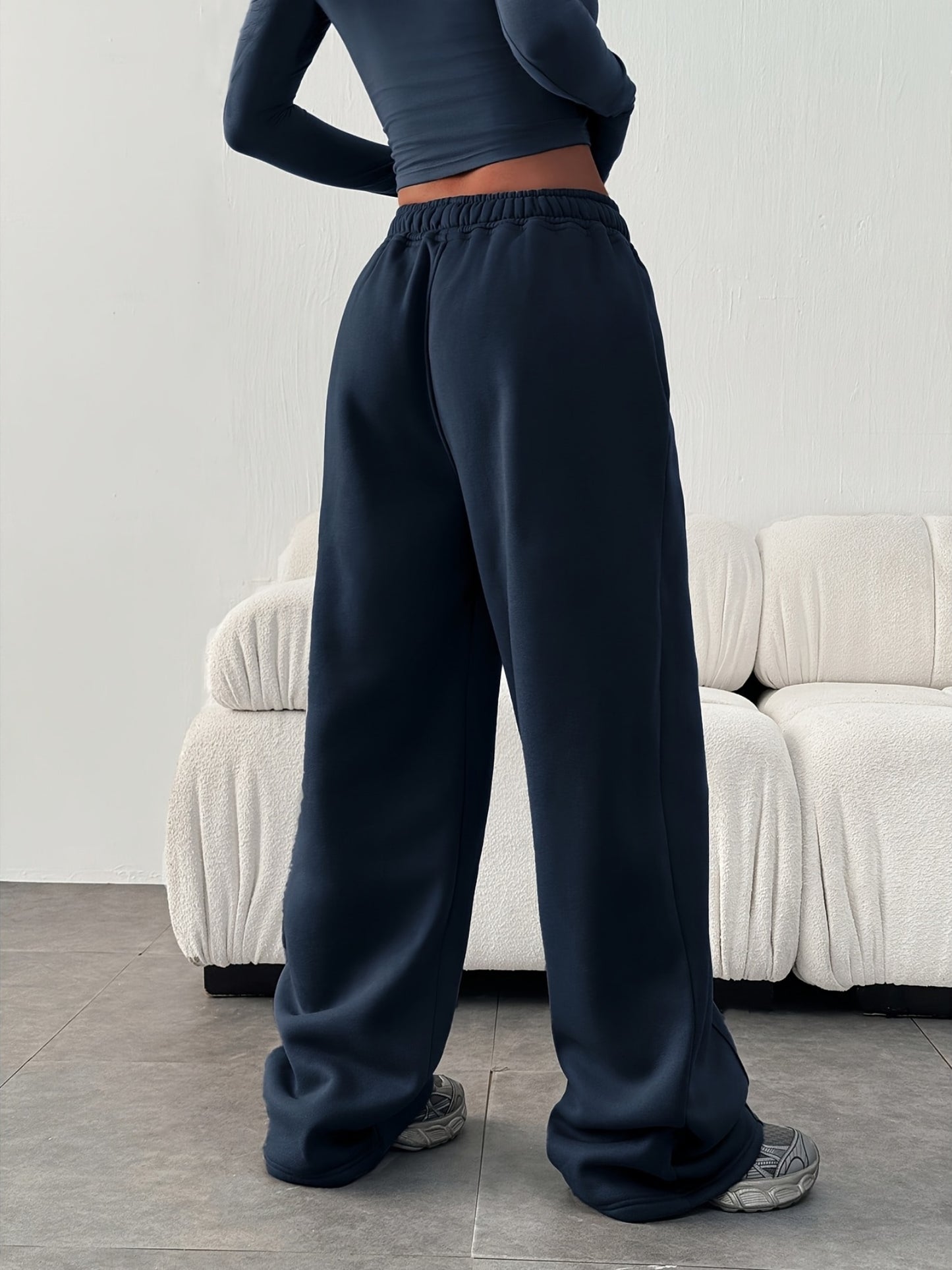 Women'S Casual Loose Easy Solid Color Elastic Waist Athletic Pants