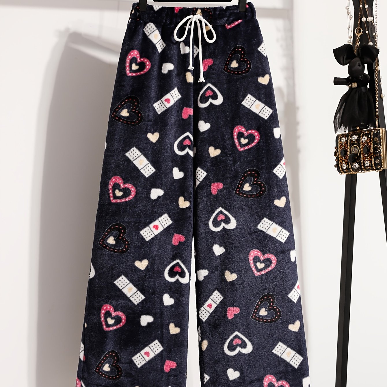 Christmas Style Drawstring Fleece Pants