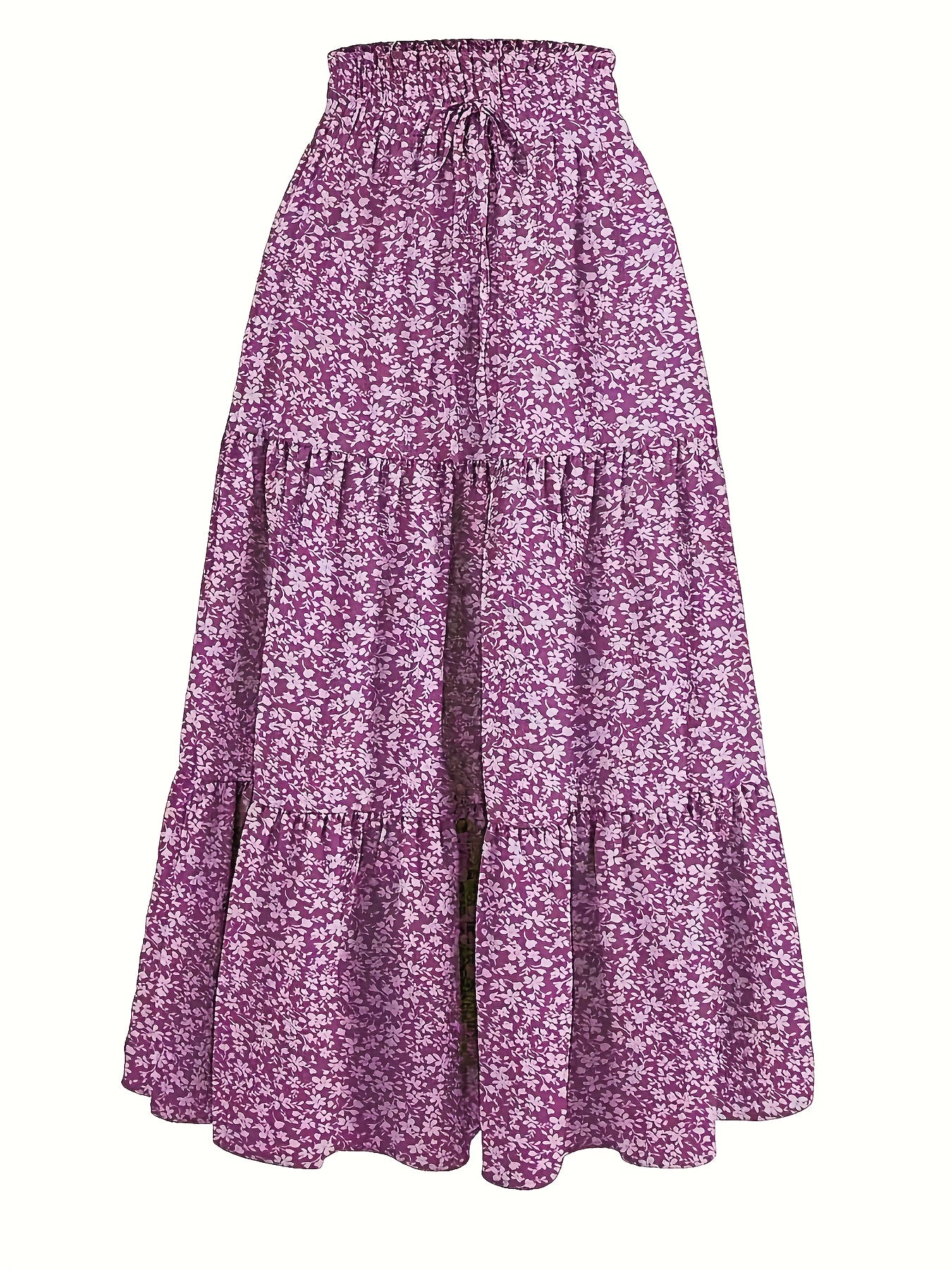 Effortless Tiered Maxi Skirt for Women with Paperbag Waist Drawstring Ruffle Flowing Style