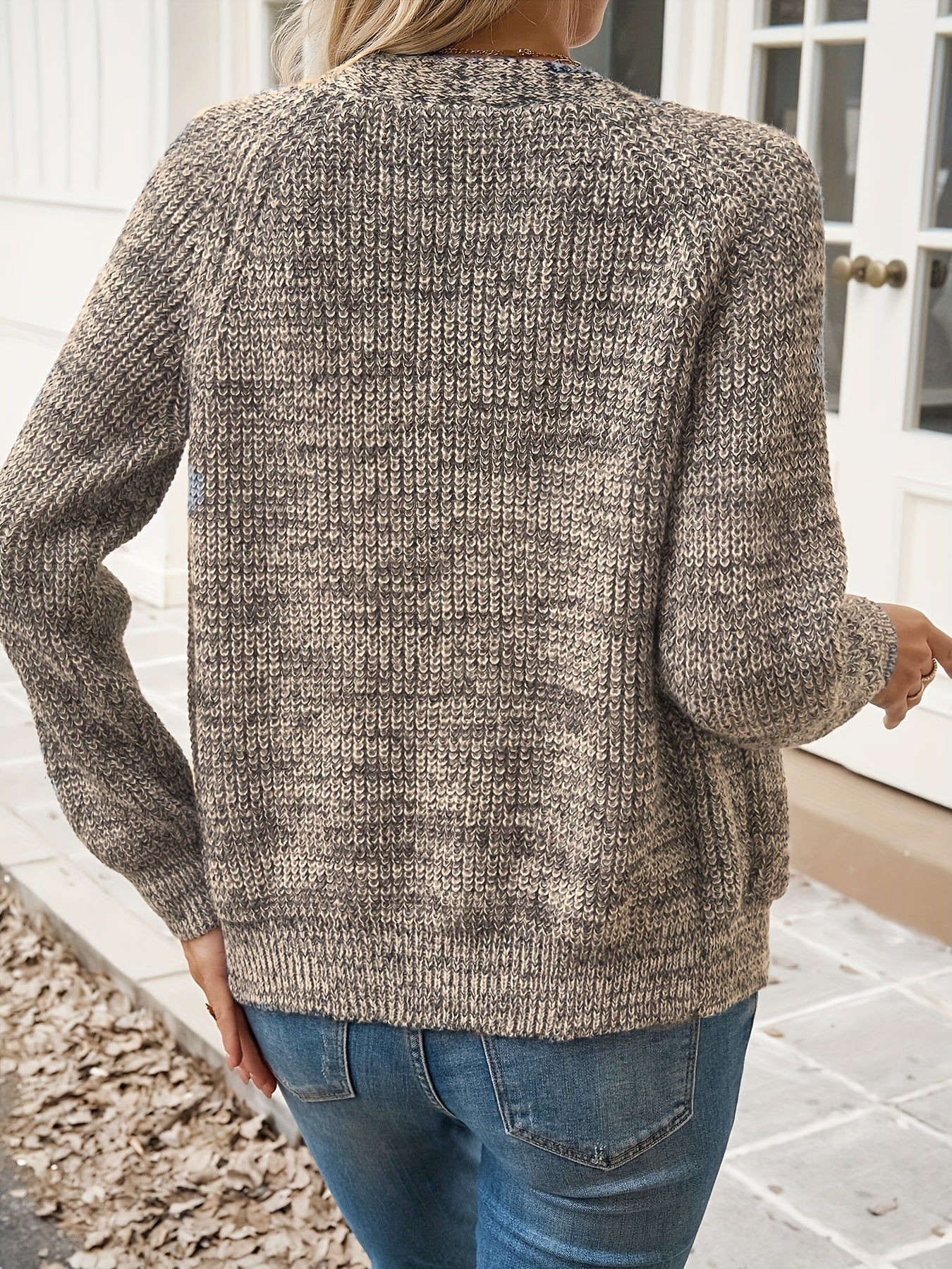 Comfortable Marled Knit Cardigan for Women with V Neck Button Front Long Sleeve Relaxed Casual Style