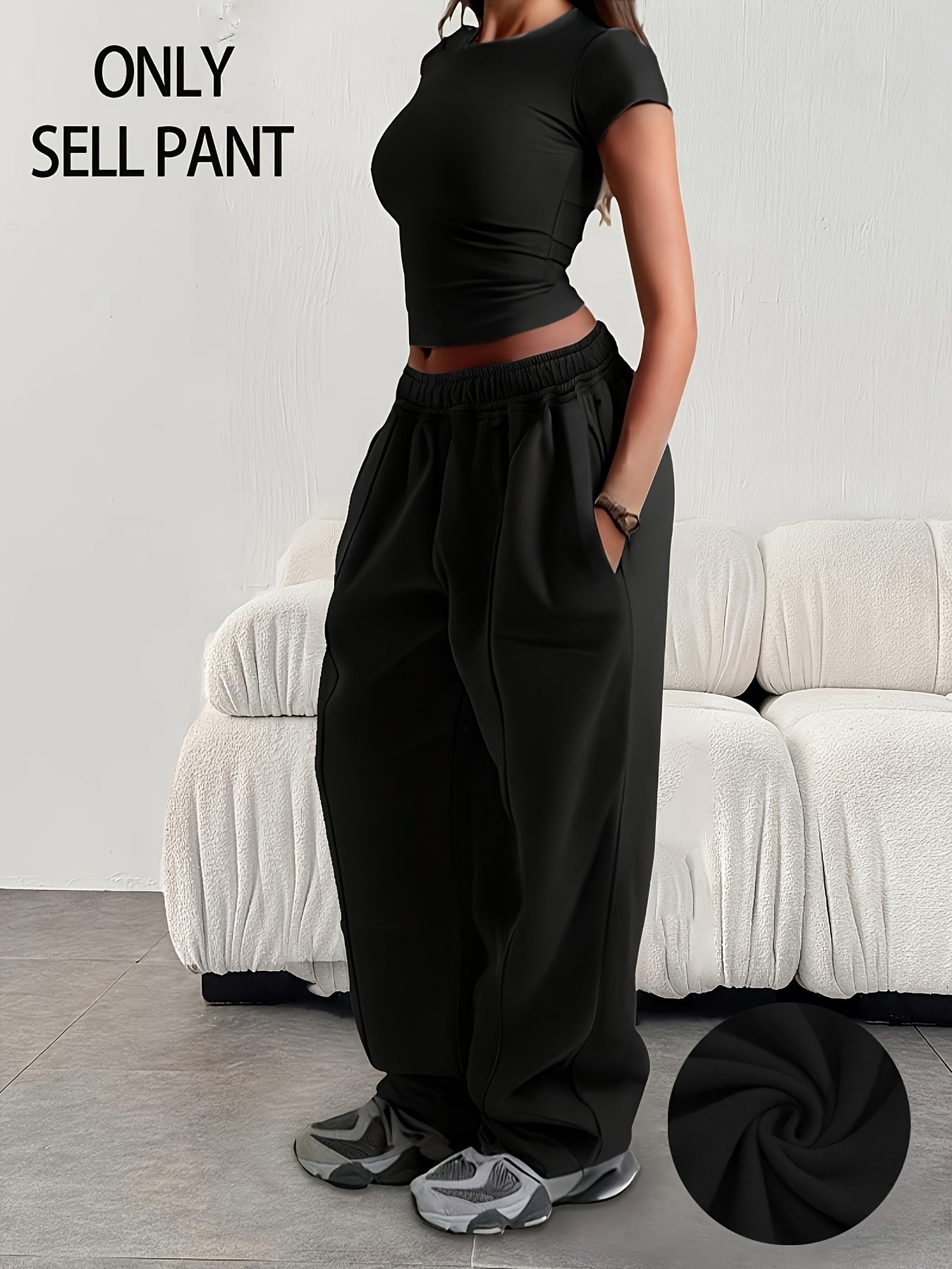 Comfortable Fleece Wide Leg Sweatpants for Women with High Waist Pintuck Relaxed Baggy Casual Style