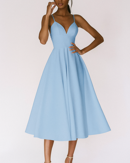 Flavia | Women's Sweetheart Neck A-Line Midi Dress