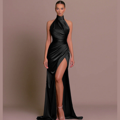 Lourdes | Women's Halter Neck Ruched Midi Dress