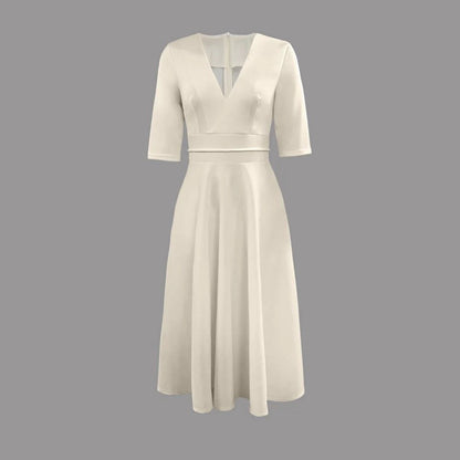 Marisol | Women's Deep V-Neck Fit and Flare Midi Dress