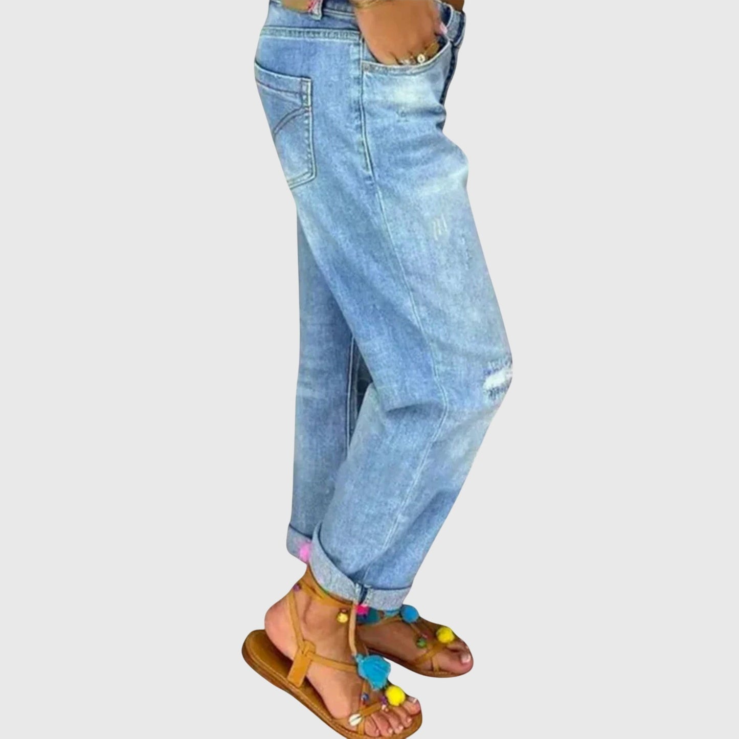 Sable | Women's High Waist Distressed Boyfriend Jeans