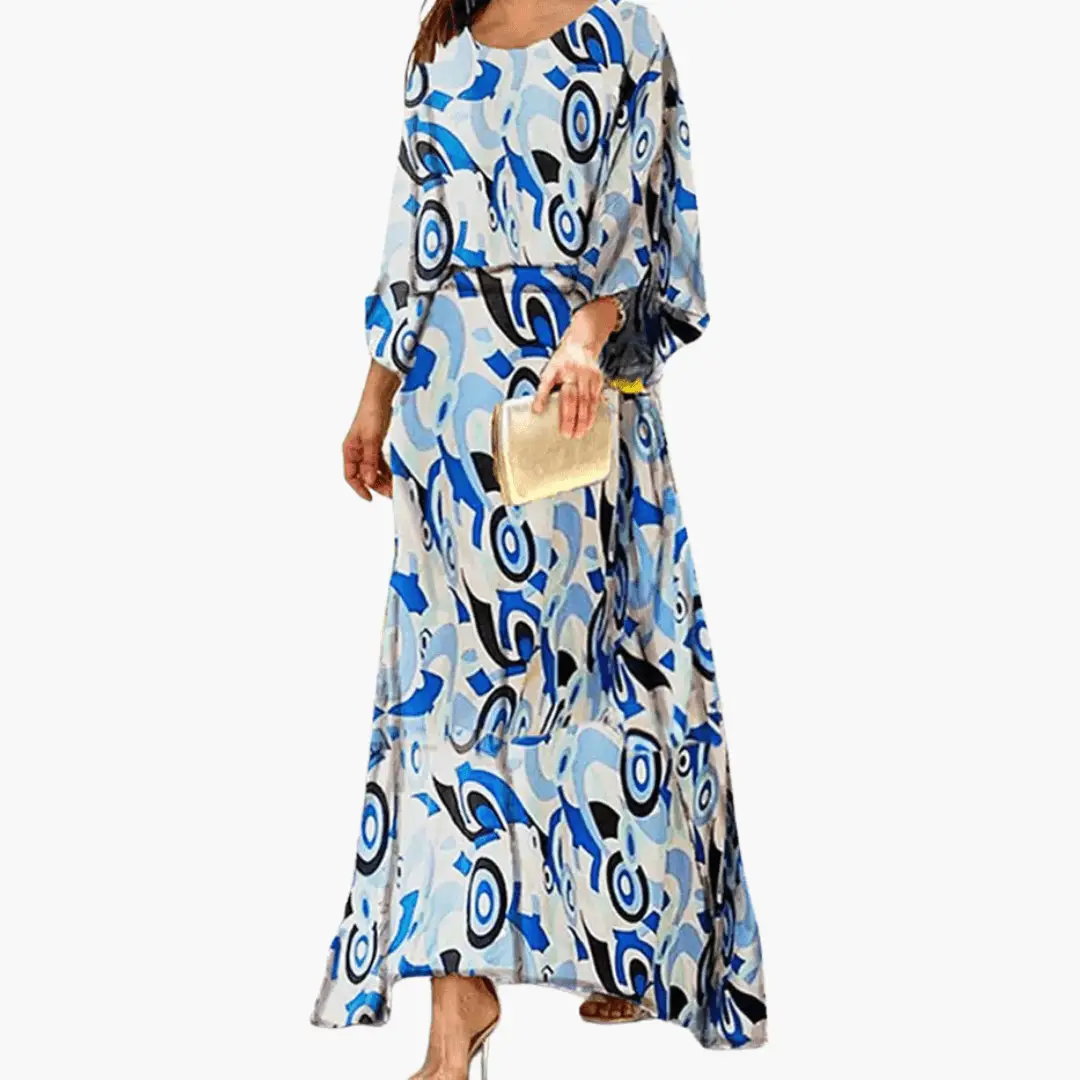 Saoirse | Women's Abstract Print 3/4 Sleeve Maxi Dress