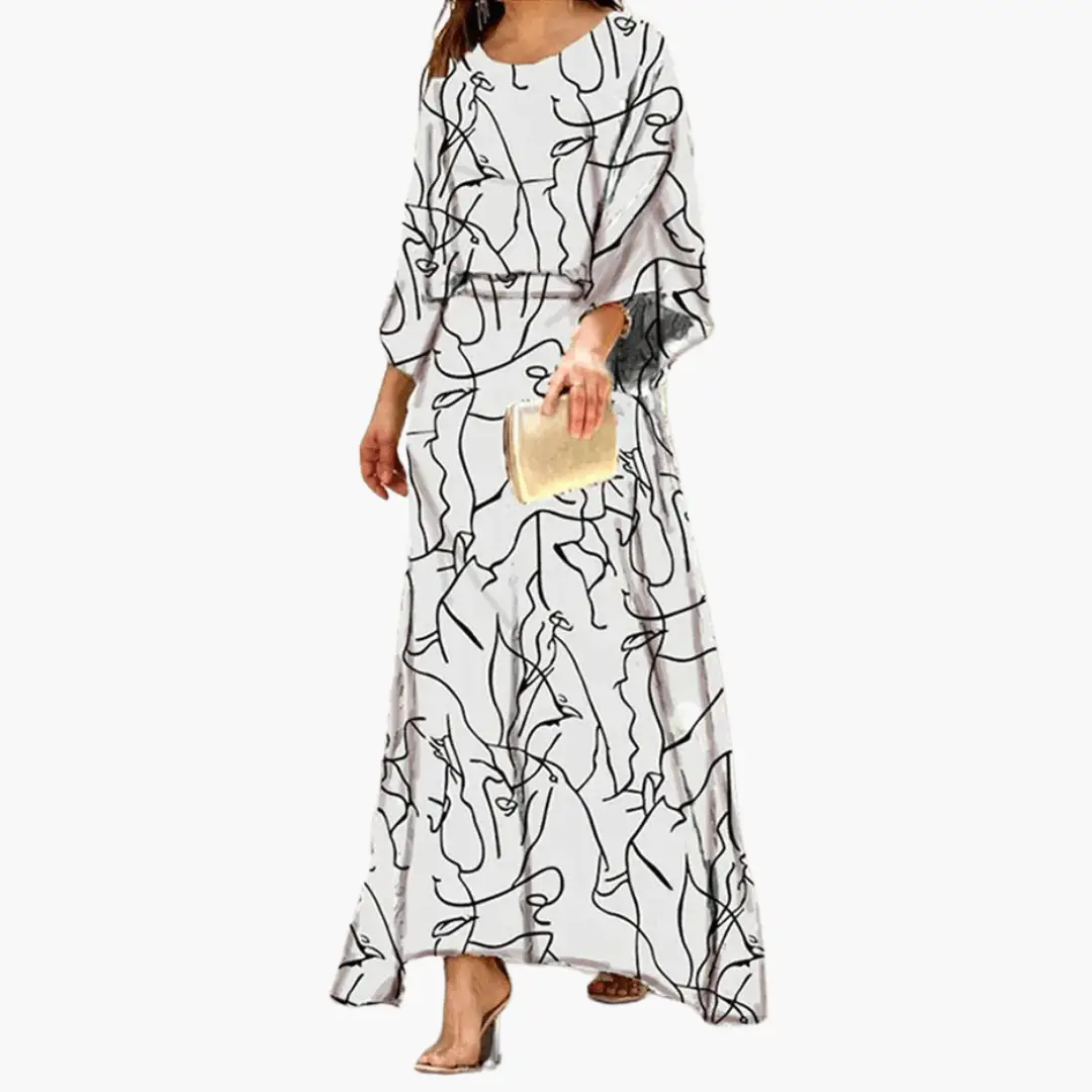 Saoirse | Women's Abstract Print 3/4 Sleeve Maxi Dress