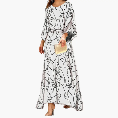 Saoirse | Women's Abstract Print 3/4 Sleeve Maxi Dress