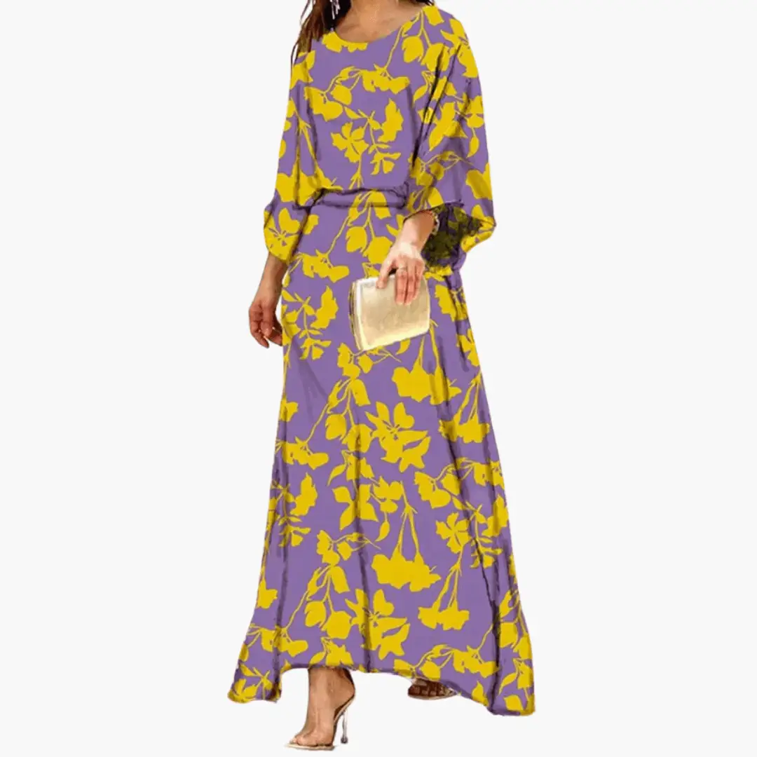 Saoirse | Women's Abstract Print 3/4 Sleeve Maxi Dress