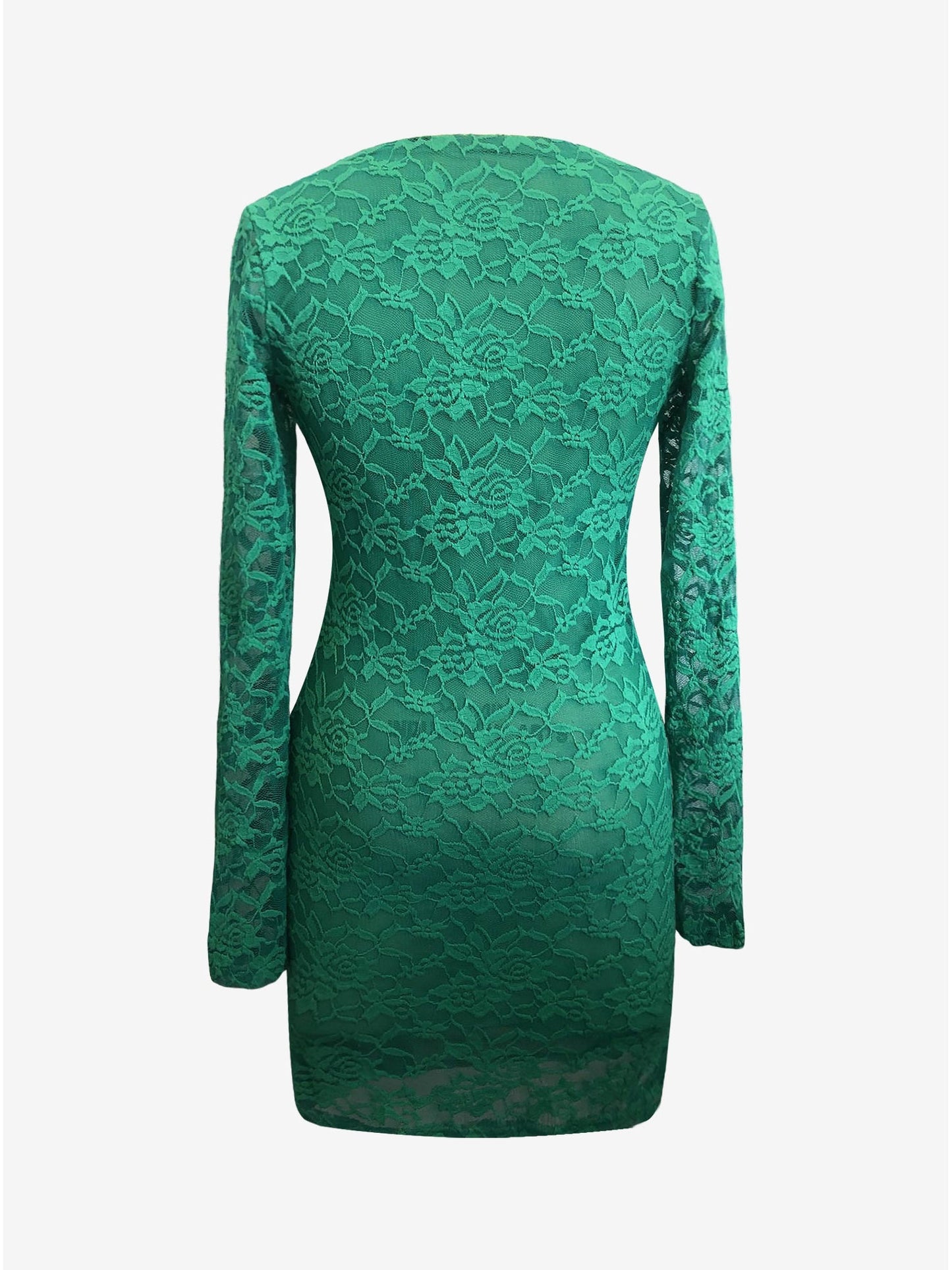Elegant Bodycon Dress for Women with V Neck Long Sleeve Lace Mini Style