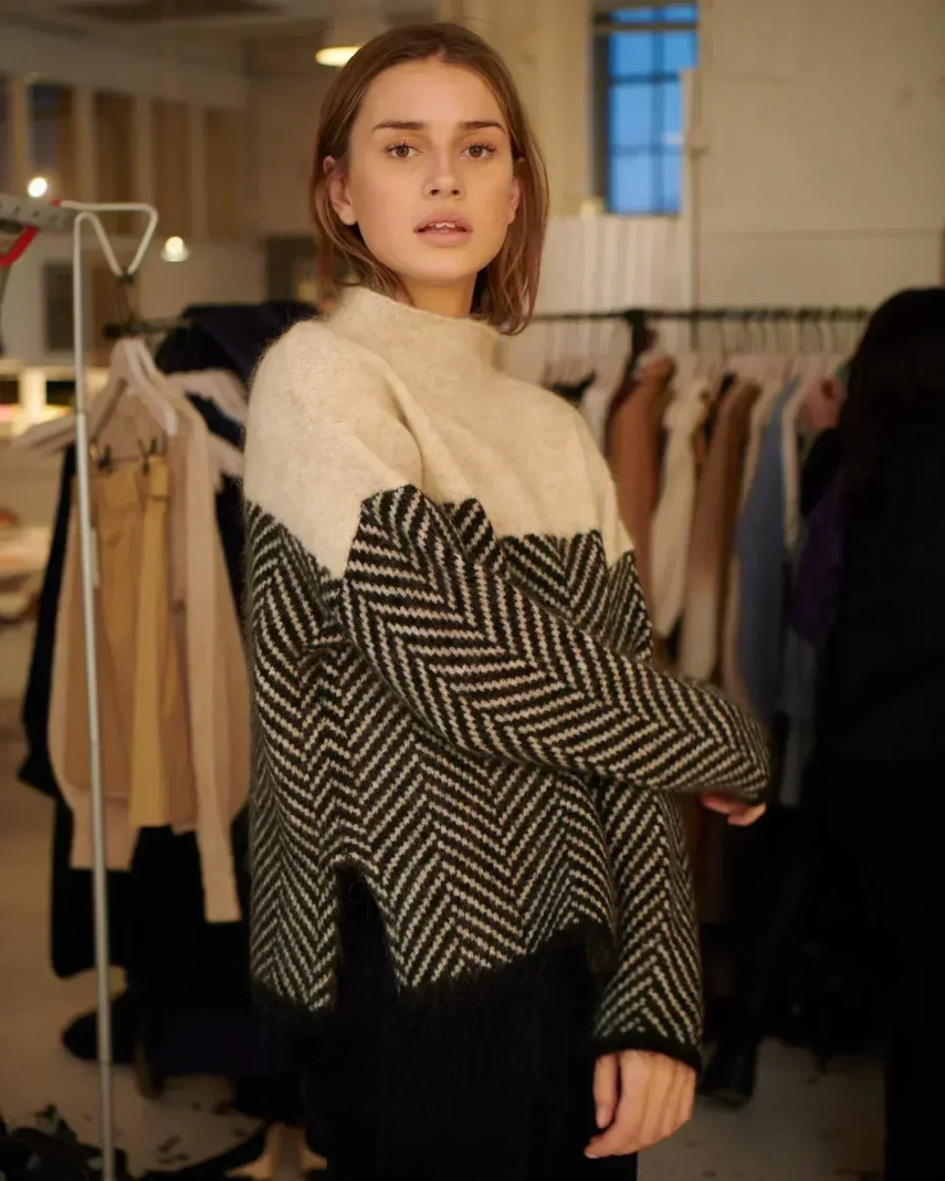 Aderline Herringbone Knit Sweater