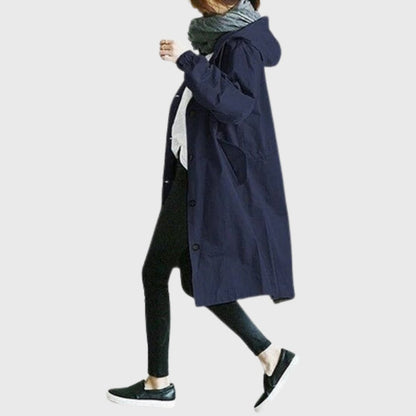 Amelia | Women's Hooded Waterproof Relaxed-Fit Long Trench Coat