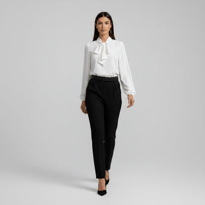 Penelope | Women's Relaxed-Fit Bow-Tie Neck Long-Sleeve Blouse