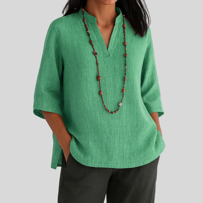 Harper | Women's Relaxed-Fit V-Neck 3/4 Sleeve Linen Tunic